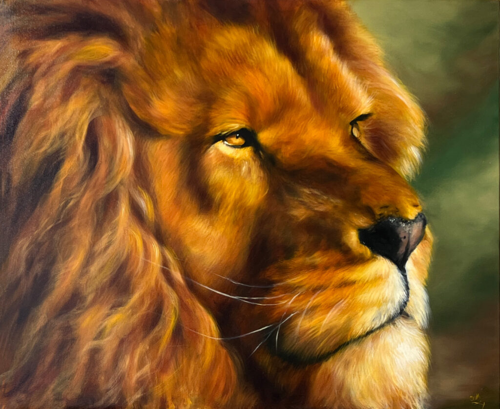 Lion, Oil Painting, Wildlife art, Big Cat Art